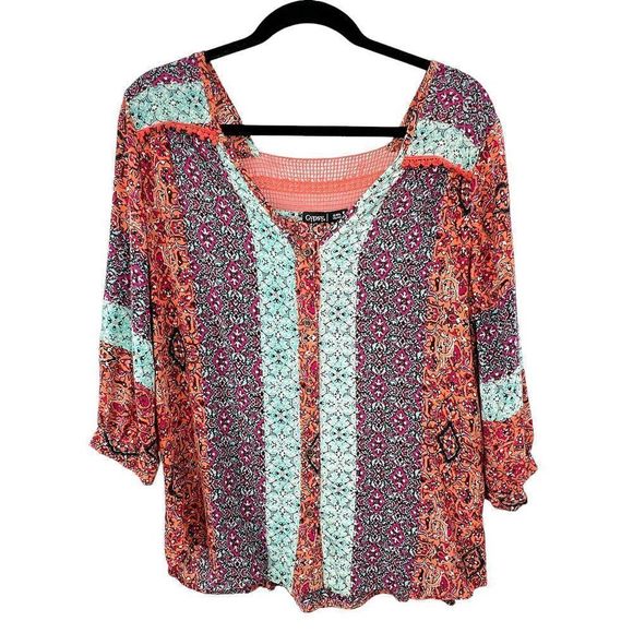 Anthropologie Gypsy05 Global Village Boho Rayon Blouse Top - Picture 2 of 7